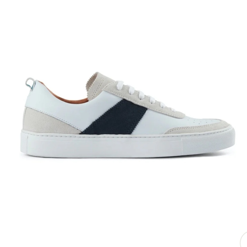 Shoe The Bear MORILLO LEATHER & SUEDE SNEAKER - WHITE / NAVY sz 11